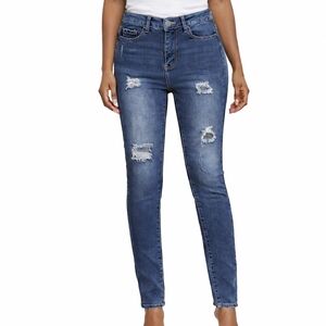 Distressed Blue Women's Jeans Kylie High Rise Curvy Skinny Ankle Size 6